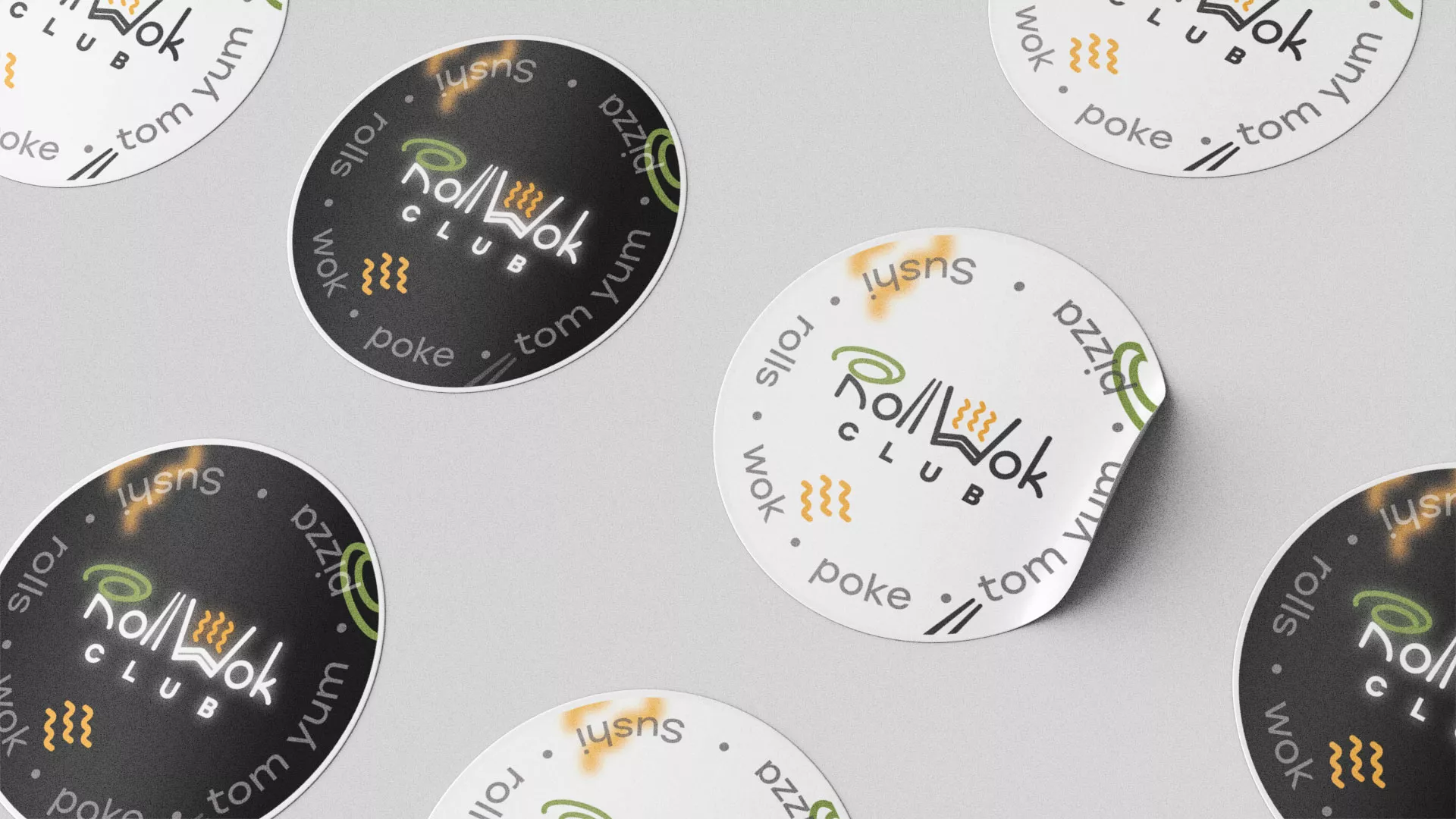 Разработка наклеек для суши-бара «Roll Wok Club» в Ковдоре